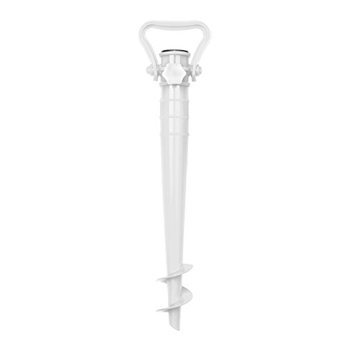 Sekey Sonnenschirmhalter Strand Oder Erde Weiß mit Bodendübel für Sonnenschirm Stockmaß 19-32 mm