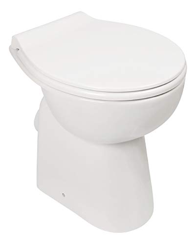 Calmwaters - Spülrandloses Stand-WC im Komplettset mit Toilettendeckel als Tiefspüler und Erhöhung von 7 cm - 07AB3134