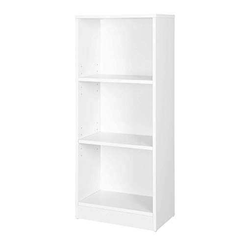 VASAGLE Bücherregal mit 3 Fächer, verstellbare Einlegeböden, Weißes Regal, Aktenregal für Wohnzimmer, Kinderzimmer und Heimbüro, 40 x 93 x 24 cm (B x H x T) LBC103W