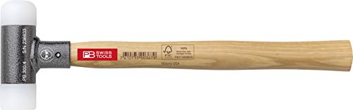 PB Swiss Tools Kunststoffhammer PB 300 mit Stiel aus Hickory-Holz, Rückschlagfrei, 100% Swiss Made, Lebenslange Garantie, 391g, Größe 3