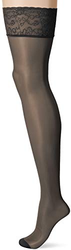 FALKE Damen Strapsstrümpfe Seidenglatt, 15 Den, Schwarz (Black 3009) 8,5-9