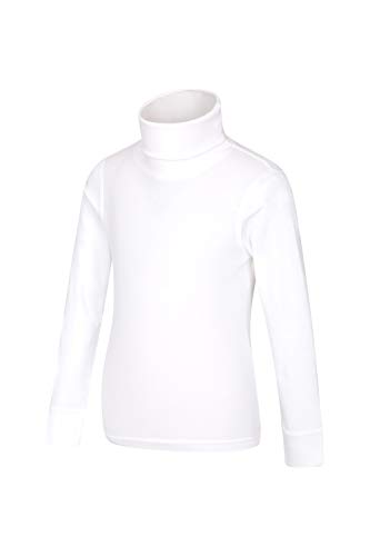 Mountain Warehouse Meribel Baumwoll-Kinderoberteil Rolli Thermounterwäsche Skiunterwäsche Langarmshirt mit Rollkragen Winter Baselayer Weiß 128 (7-8 Jahre)