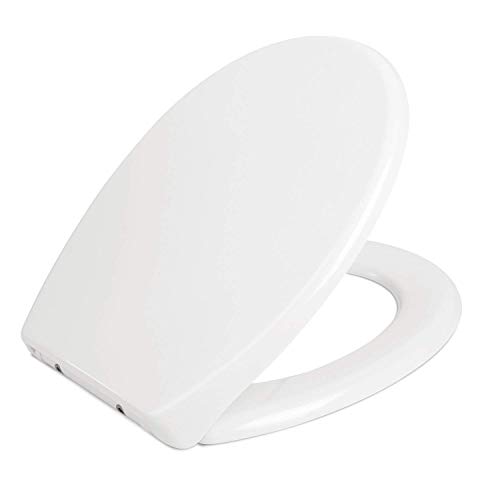 HOMFA WC Sitz mit Absenkautomatik Toilettendeckel Duroplast Toilettensitz mit der Softclose-Funktion Antibakteriell Weiß O-Form