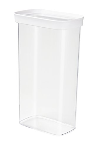 Emsa 515007 Stapelbare Vorratsdose für Trockenvorräte, 100 % Keimfrei, Volumen 2.8 Liter, Rechteckig, Weiß/Transparent, Optima
