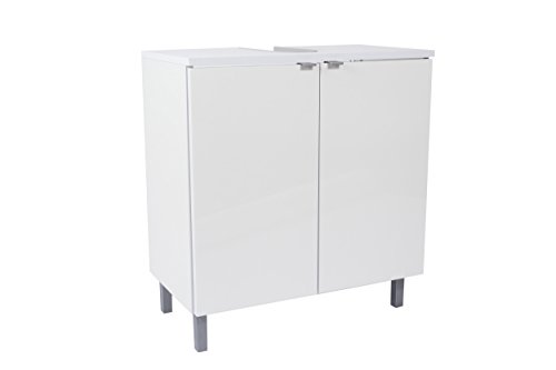 SAM Bad-Unterschrank Milan, in Hochglanz weiß, mit 2 Türen & Siphonausschnitt, pflegeleichtes Badmöbel, Waschtischunterschrank 70 x 65 x 50 cm