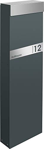 Frabox Standbriefkasten NAMUR anthrazitgrau RAL 7016 / Edelstahl mit Hausnummer & Namen