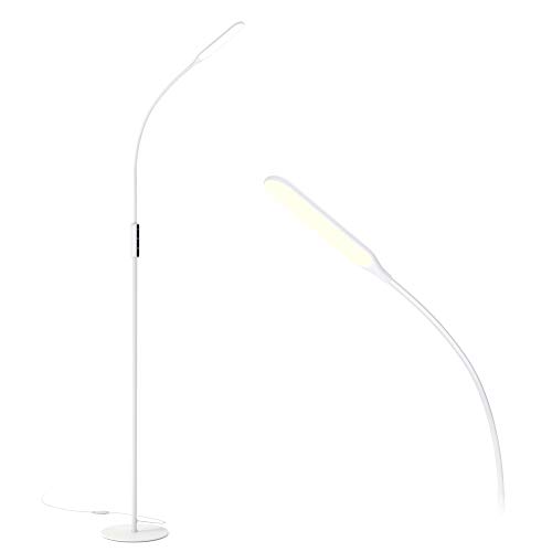 Gladle Stehlampe LED Stehleuchte Dimmbar, 10W Lesen Standleuchte Flexibler Schwanenhals, 3 Farbtemperaturen, 5 Helligkeitsstufen, Leseleuchte für Wohnzimmer, Schlafzimmer, Büro und Schlafsaal(Weiß)