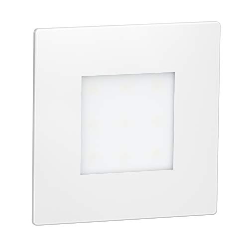 ledscom.de LED Treppen-Licht FEX Wand-Einbauleuchte, weiß, eckig, 8,5x8,5cm, 230V, warmweiß