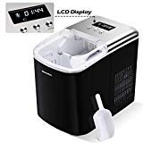 Eiswürfelmaschine, Morpilot LCD Eiswürfelbereiter| Ice maker, 12kg/24h, 9 Eiswürfel in 7-9 Minuten, 2 Eiswürfel-Größen, 120W, Wassertank, LCD Anzeige, Selbstreinigungsfunktion, mit Eisschaufel