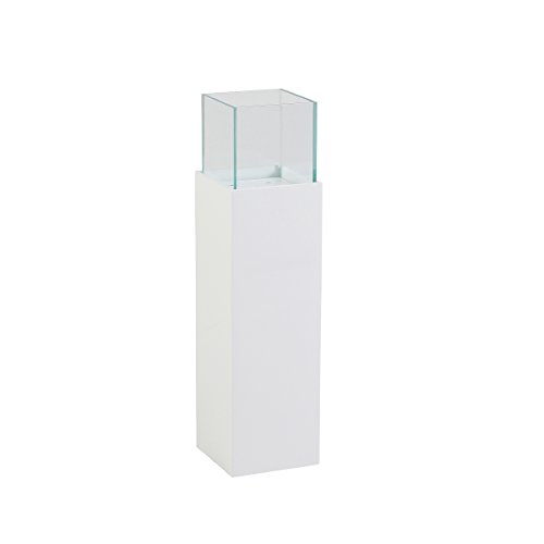 greemotion Windlichtsäule Hochglanz-Blumensäule aus Glas-Pflanzsäule Innen & Außen-Dekosäule für Den Garten-Windlicht Säule 15x15x60 cm, Metall, Weiß, S