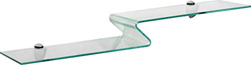 ib style ZETTINO Designglas 6mm|| Glasregal | inkl. Classico Clips Edelstahloptik | 2 Größen | 65x12cm