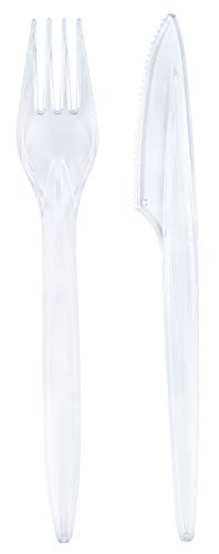 RAGO Premium Plastikbesteck, 200 teiliges Einweg Besteck Set - 100 Messer, 100 Gabeln - Schwarz