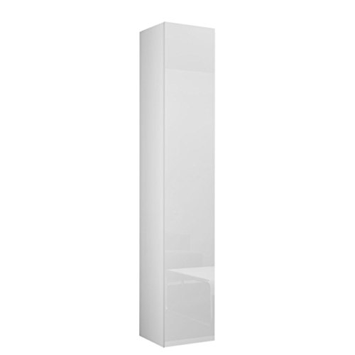 Hängevitrine Vigo 180, Vitrinenschrank, Grifflose Öffnen, Farbauswahl, Stauraumvitrine Hochschrank, Wohnzimmer Highboard, Schrank, Modernes Vitrine (Weiß / Weiß Hochglanz)