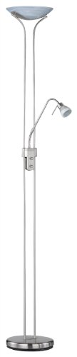 Trio-Leuchten 431912107 Deckenfluter in Nickel matt, Glas alabasterfarbig weiß