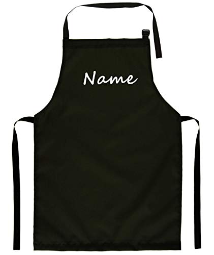 Ferocity Personalisierter Kinderschürze Kind Malschürze Kunstkittel Kochschürze Apron Werkschürze mit einem Motiv schwarz Name [074]