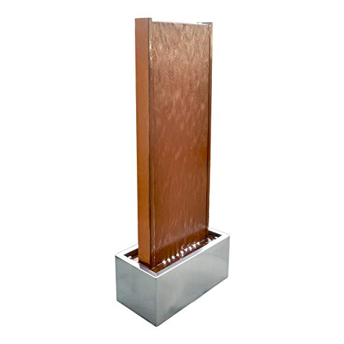 Köhko Wasserwand ca. 97 cm Kombination aus Corten- und Edelstahl Wasserspiel mit LED-Beleuchtung