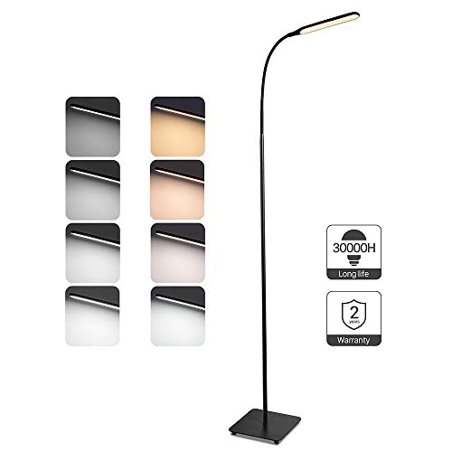 TaoTronics Stehlampe LED Dimmbar 10W Stehleuchte 4 Farbmodi 5 Helligkeitsstufen Modern Bodenlampe zum Lesen und Arbeiten Flexibler Schwanenhals Standleuchte Toll für Wohnzimmer Schlafzimmer