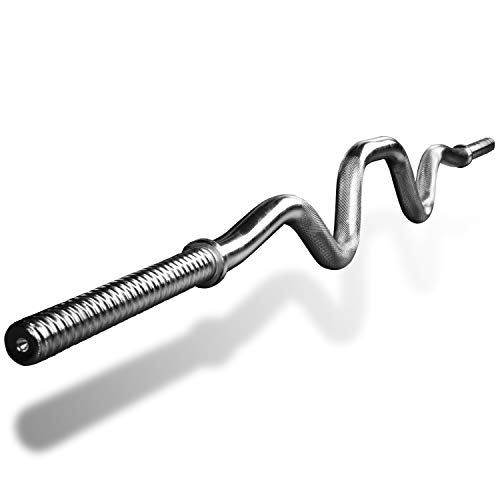 Umi. by Amazon - SZ Curlstange Länge 120cm, Stangendurchmesser 25mm STANDARDNORM, Verchromt & gerändelt, mit Sternverschlüssen, Hantel Curl Stange Hantelstange