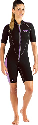 Cressi Damen Lido-Neopren 2mm Shorty Neoprenanzug, Shwarz/Flieder, M/3