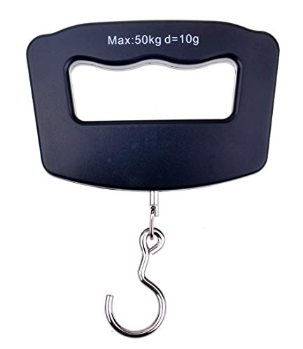 Rhorawill Digitale Tragbare Kofferwaage Gepäckwaage Hängewaage Mobile Waage Reisewaage mit Tara-Funktion bis 110lb / 50kg Geschenk für Reisende, Silber, Angelgepäck
