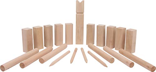 Small Foot 4916 Wurfspiel Wikingerspiel Kubb Familiengröße, 100% Naturholz mit Tragenetz und Anleitung