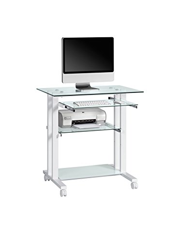 Maja 16509799 Computertisch, 800 x 837 x 510 mm, Metall weiß / Glas