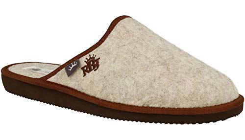 RBJ leather shoes Herren Natur Wollfilz Pantoffeln für Wohlgefühl - warm, atmungsaktiv, natürlich, Handarbeit, Qualität, (43 EU, Schwarz 906A)