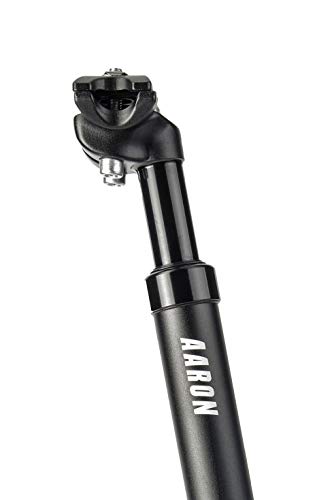 AARON Spring Federsattelstütze, Durchmesser 27,2 mm aus hochwertigem Aluminium, Fahrrad Sattelstütze gefedert für Trekkingrad, E-Bike, Mountainbike, MTB und Cityrad, Schwarz