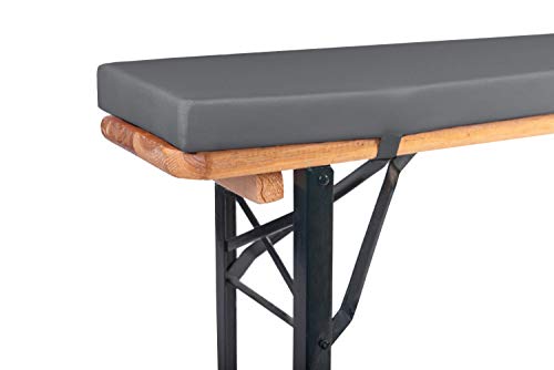 TexDeko Bierbankauflage für Bierzelgarnitur gepolsterter 4,2 cm Bankauflage mit Reißverschluss zum selber aufziehen Anthrazit