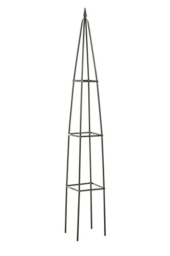 CLP Metall-Rankhilfe / Rosensäule PYRAMIDE, Maße 27 x 27 cm, Durchmesser 40 cm, Höhe 190 cm Grün, einzeln