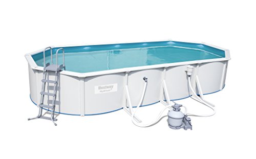 Hydrium Pool Set oval, mit Sandfilteranlage, Oberflächenskimmer, Leiter und Bodenplane, 740x360x120 cm, weiß