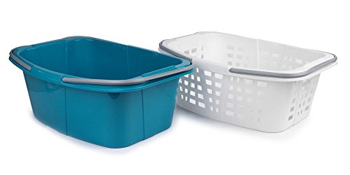 Beldray LA030450TQ Wäschekorb mit Griffen, Kunststoff, türkis, 2 Stück