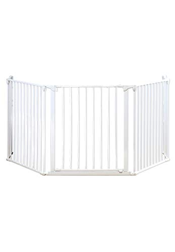 Geprüftes Kaminschutzgitter/Ofenschutzgitter weiß │ Breite bis 278 cm │ variables Schutz- und Absperrgitter auch für breite Treppenaufgänge │ TÜV/GS geprüft │ Entspricht EN:1930:2012