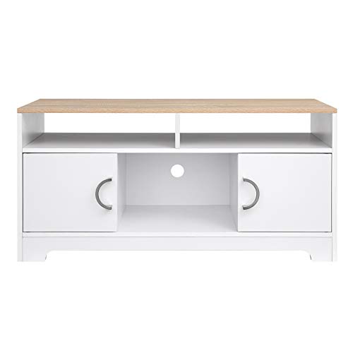 VASAGLE TV-Schrank, Fernsehschrank, Lowboard, Wohnzimmer, Schlafzimmer, einfacher Aufbau, mit Melaminbeschichtung, einfach zu reinigen, 105 x 42 x 52 cm, Weiß-Natur LTC03WN