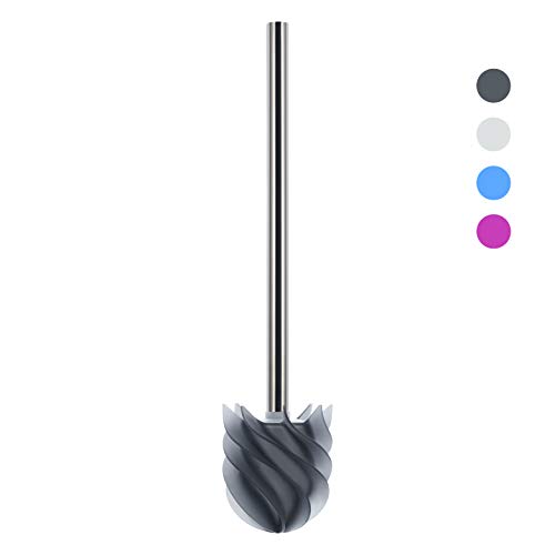 LOOMAID Silikon WC-Bürste mit Lotuseffekt - hygienische Edelstahl Ersatz-Toilettenbürste / Klobürste (Grau)