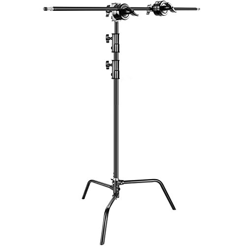 Neewer Foto Studio Schwer Pflicht 10Fuss/3 Meter veränderlich C-Stand, 4 fuss/1,2 Meter Holding Arm, 2 Stück Griff kopf für Video Reflektor, Monolight und andere fotografische Gerät (Schwarz)