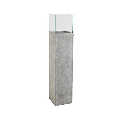 greemotion Windlichtsäule Blumensäule aus Glas-Pflanzsäule Innen & Außen-Dekosäule Betonoptik für Den Garten Ca. 25 x 25 x 120 cm, Hellgrau, L