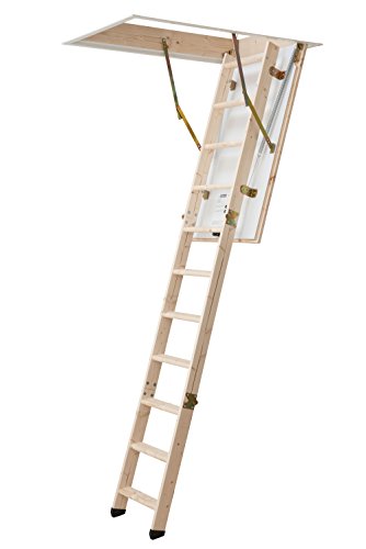 DOLLE Bodentreppe, wärmegedämmt, 120 x 60 cm, 3-teiliges Leiternteil für lichte Raumhöhen bis 285 cm. U-Wert 1,30. Inkl. Bedienstab und Handlauf. Geprüft mit Überlast für 150 kg Traglast. Produziert nach DIN EN 14975.