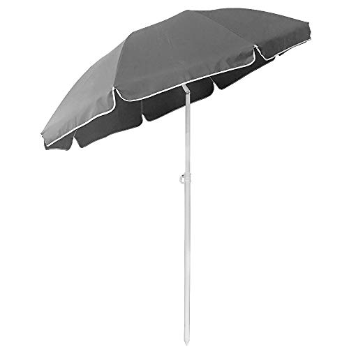 UISEBRT 200cm Sonnenschirm Strand Knickbar Rund UV Schutz 20+ - Dunkelgrau Gartenschirm Terrassenschirm Marktschirm für Balkon, Garten, Terrasse (Dunkelgrau)