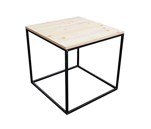 Metall Beistelltisch mit Holz Tischplatte - 45x45x42 cm - Couchtisch Sofatisch Tisch