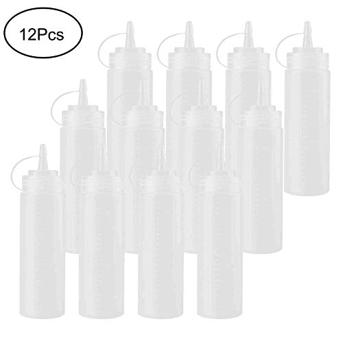 Tebery 12pcs 8oz Plastik-Quetschflaschen Condiment Flaschen Gewürzflaschen mit Drehdeckel 236,5ml