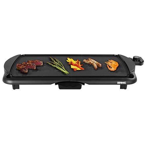 Duronic GP20 Tischgrill |Elektrogrill | Grillplatte | 52 x 27 cm Grillfläche | 2000 Watt | Antihaftbeschichtung | Thermostat | elektrisch| abnehmbarer Auffangbehälter | Kochen ohne Fett