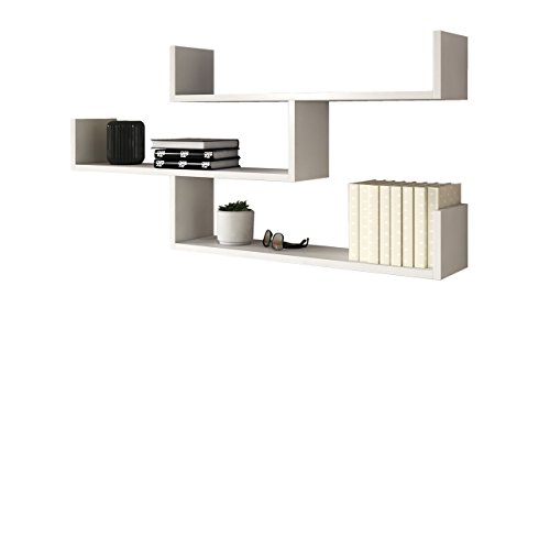 Mirjan24  Wandregal Trino 003, Buchregal, Dekoregal Wandboard, Hängeregal, Wandschrank, Hängeschrank, Regal (Weiß)