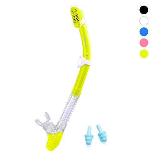 Supertrip Trockenschnorchel Erwachsene Unisex Trocken Snorkel Schnorchel mit Ventil zum Schnorcheln Schnorchelrohr mit weichem Mundstück Ohrstöpsel