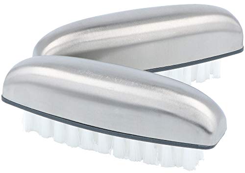com-four 2 Handwaschbürsten, Nagelbürsten aus Edelstahl zum Reinigen der Hände oder Fingernägel (02 Stück - Edelstahl)
