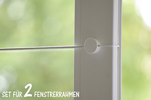 Gardinendraht Befestigung SET 4Gardinebasic für 2 Fenster ohne Bohren / eine Alternative für alle Klemmstange Gardinenstange oder Vitragestange für Scheibengardinen Küchengardinen Bistrogardine/ Weiß