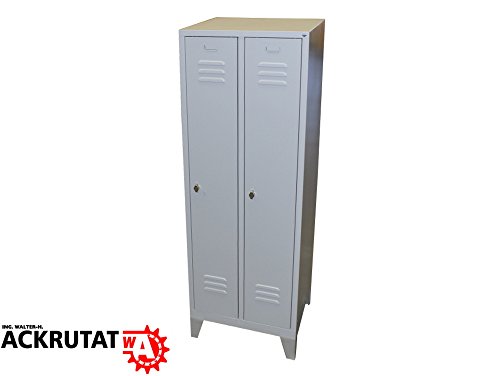 Umkleidespind Spind H 1850 mm grau Stahlspind 2 Abteile Umkleideschrank