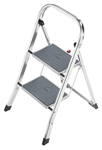 Hailo K30 StandardLine Alu-Trittleiter, 2 Stufen, Klappsicherung, besonders leicht, einfach zu verstauen, belastbar bis 150 kg