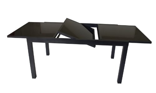 DEGAMO Ausziehtisch Torino 150/210x90cm, Aluminium + Glas schwarz
