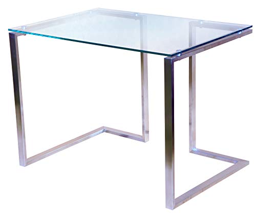 CHYRKA Bürotisch Computertisch Beistelltisch Edelstahl Schminktisch Moderne Design Glas Schreibtisch (100x60 cm)